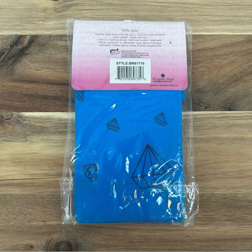 NIP Vtg Bratz Jade Blue Diamond Print Fashion Tights Girls Size 7-10